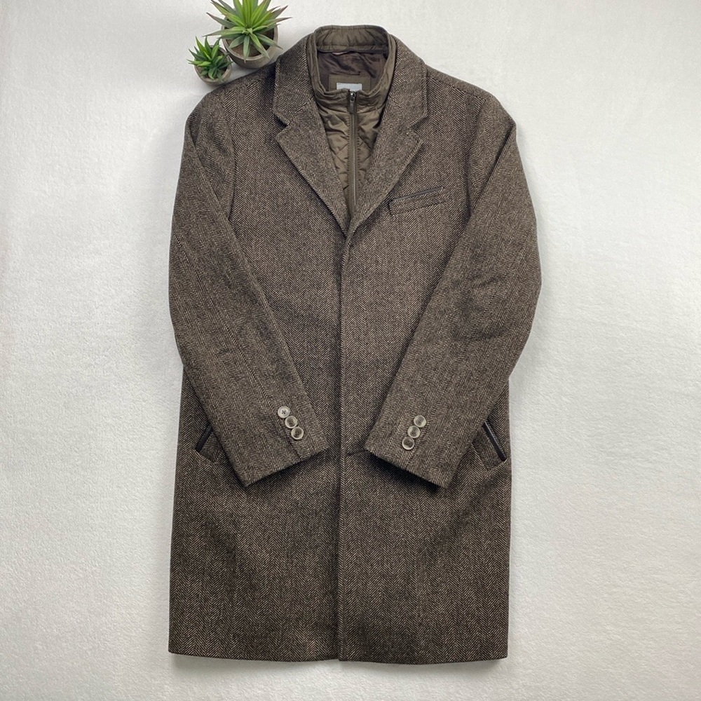 Beymen Business Wool Blend Herringbone Quilted Liner Top Coat/Trench Coat